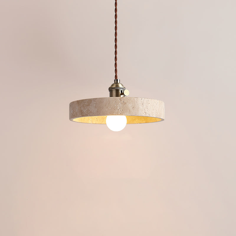 Alagusmo Pendant Lamp Model E: Dia 8.3″ x H 4.3″ / Yellow Travertine pendant Lamp