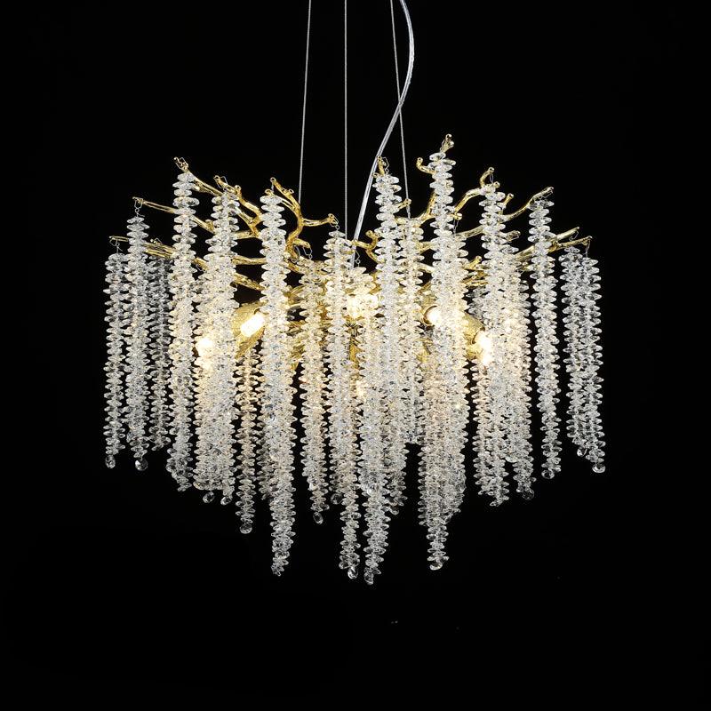 Albero Crystal Chandelier 8 heads ? 23.6″ x H 13.8″ / Dia 60cm x H 35cm / Gold + Clear Chandelier