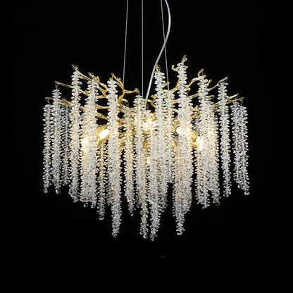 Albero Crystal Chandelier 8 heads ? 23.6″ x H 13.8″ / Dia 60cm x H 35cm / Gold + Clear Chandelier