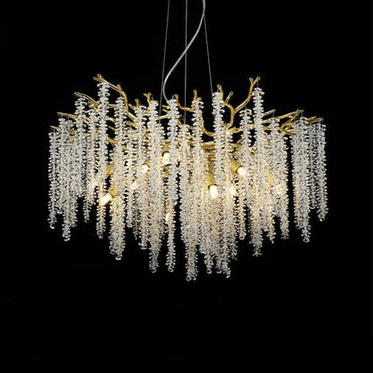 Albero Crystal Chandelier 10 heads ? 31.5″ x H 15.7″ / Dia 80cm x H 40cm / Gold + Clear Chandelier