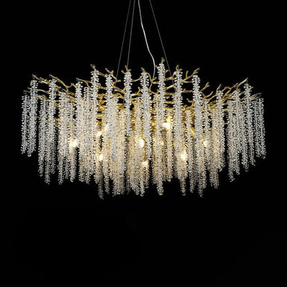 Albero Crystal Chandelier 14 heads ? 39.4″ x H 15.7″ / Dia 100cm x H 40cm / Gold + Clear Chandelier