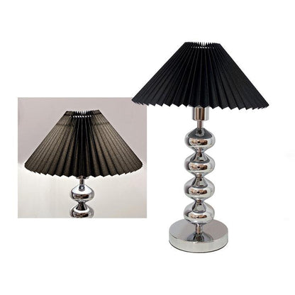 Aleisha Pleated Table Lamp Dia 13.7″ x H 19.6″ / Dia 35cm x H 50cm / Chrome + Black / US plug Table lamp