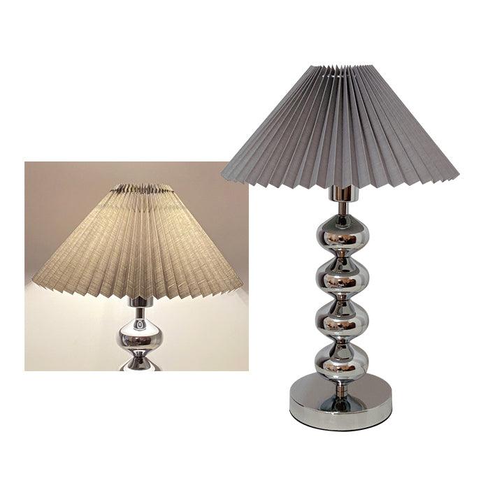 Aleisha Pleated Table Lamp Dia 13.7″ x H 19.6″ / Dia 35cm x H 50cm / Chrome + Grey / US plug Table lamp
