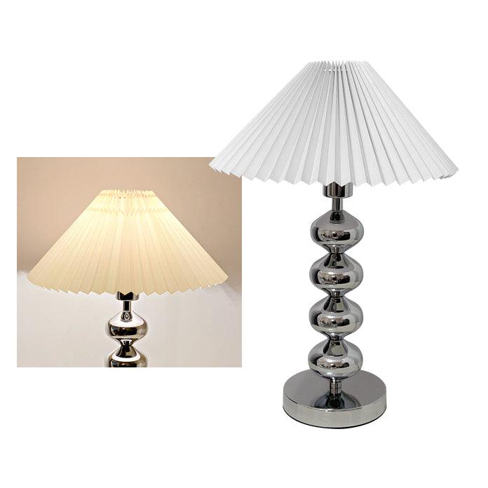 Aleisha Pleated Table Lamp Dia 13.7″ x H 19.6″ / Dia 35cm x H 50cm / Chrome + White / US plug Table lamp