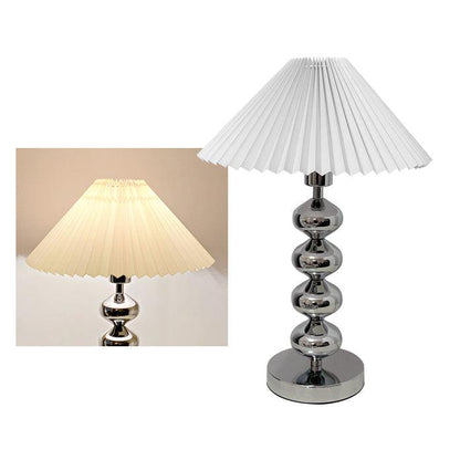 Aleisha Pleated Table Lamp Dia 13.7″ x H 19.6″ / Dia 35cm x H 50cm / Chrome + White / US plug Table lamp