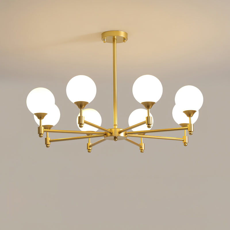 Alessio Globe Chandelier 8 Heads ? 31.5″ x H 21.3″/ Dia 80cm x H 54cm / Brass & White Chandelier