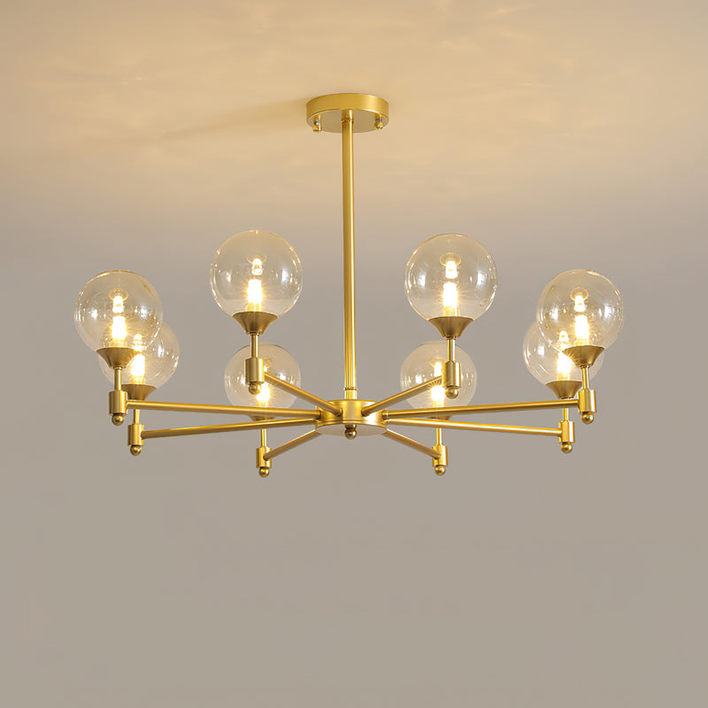Alessio Globe Chandelier 8 Heads ? 31.5″ x H 21.3″/ Dia 80cm x H 54cm / Brass & Amber Chandelier
