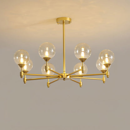 Alessio Globe Chandelier 8 Heads ? 31.5″ x H 21.3″/ Dia 80cm x H 54cm / Brass & Amber Chandelier