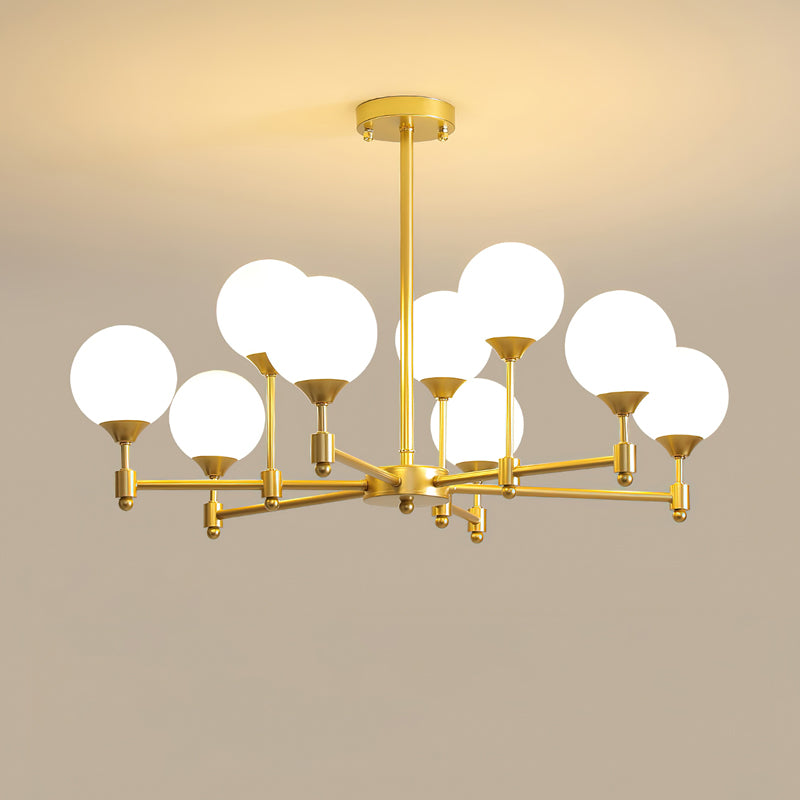 Alessio Globe Chandelier 9 Heads ? 31.5″ x H 21.3″/ Dia 80cm x H 54cm / Brass & White Chandelier