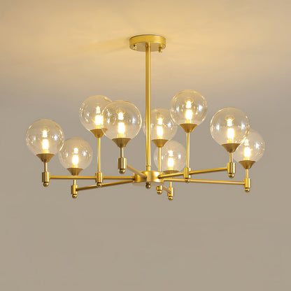 Alessio Globe Chandelier 9 Heads ? 31.5″ x H 21.3″/ Dia 80cm x H 54cm / Brass & Amber Chandelier
