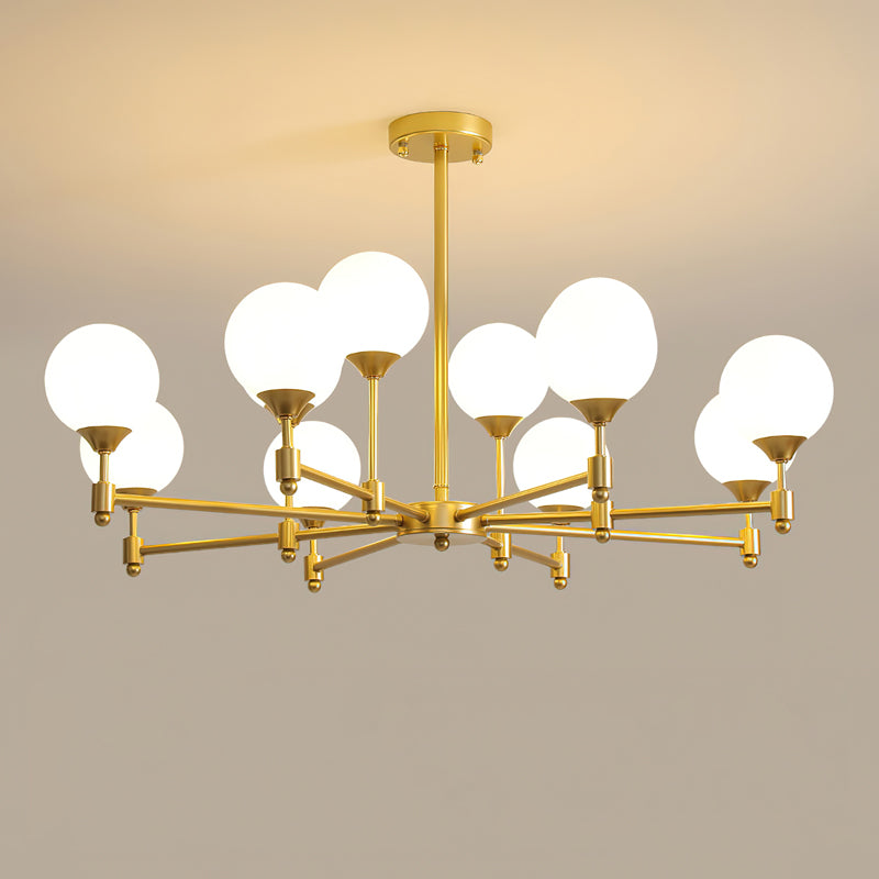 Alessio Globe Chandelier 12 Heads ? 35.4″ x H 21.3″ / Dia 90cm x H 54cm / Brass & White Chandelier