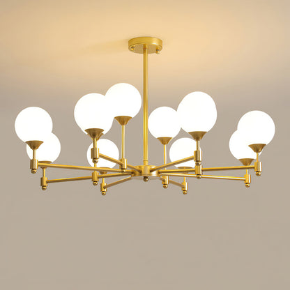 Alessio Globe Chandelier 12 Heads ? 35.4″ x H 21.3″ / Dia 90cm x H 54cm / Brass & White Chandelier