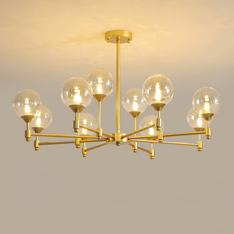 Alessio Globe Chandelier 12 Heads ? 35.4″ x H 21.3″ / Dia 90cm x H 54cm / Brass & Amber Chandelier