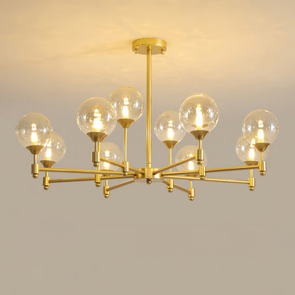 Alessio Globe Chandelier 12 Heads ? 35.4″ x H 21.3″ / Dia 90cm x H 54cm / Brass & Amber Chandelier