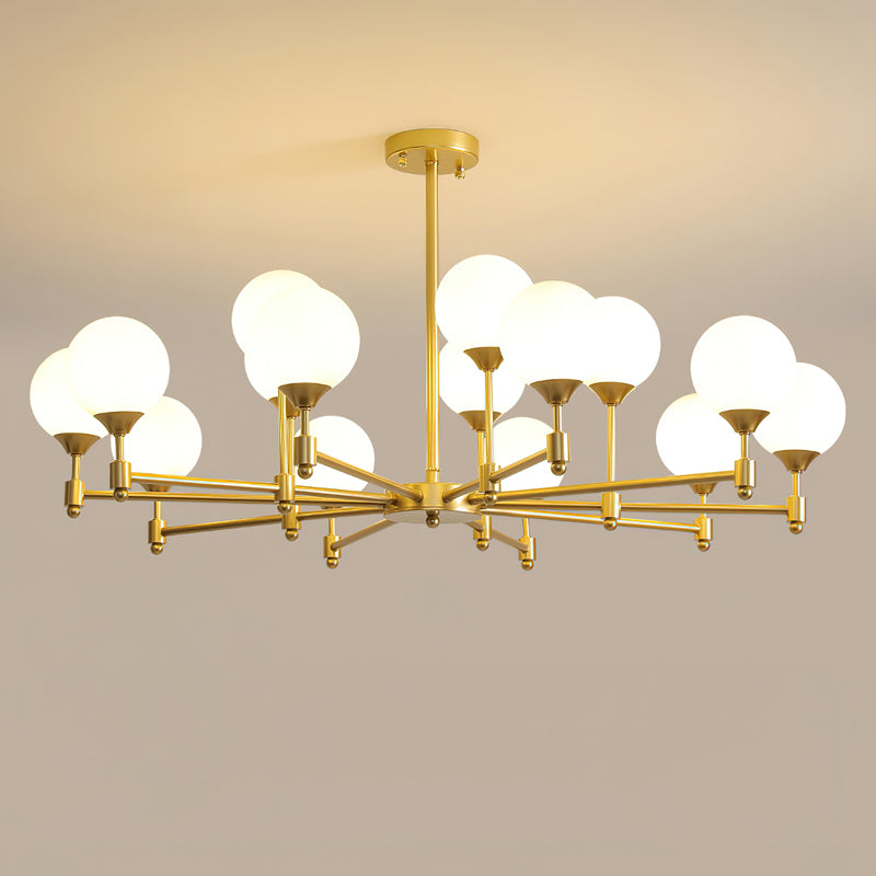 Alessio Globe Chandelier 15 Heads ? 39.4″ x H 21.3″ / Dia 100cm x H 54cm / Brass & White Chandelier