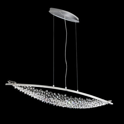 Amaca Pendant Light L 47.2″ x W 7.9″ x H 7.9″ / L 120cm x W 20cm x H 20cm / Chrome & Clear / Warm Light Chandelier