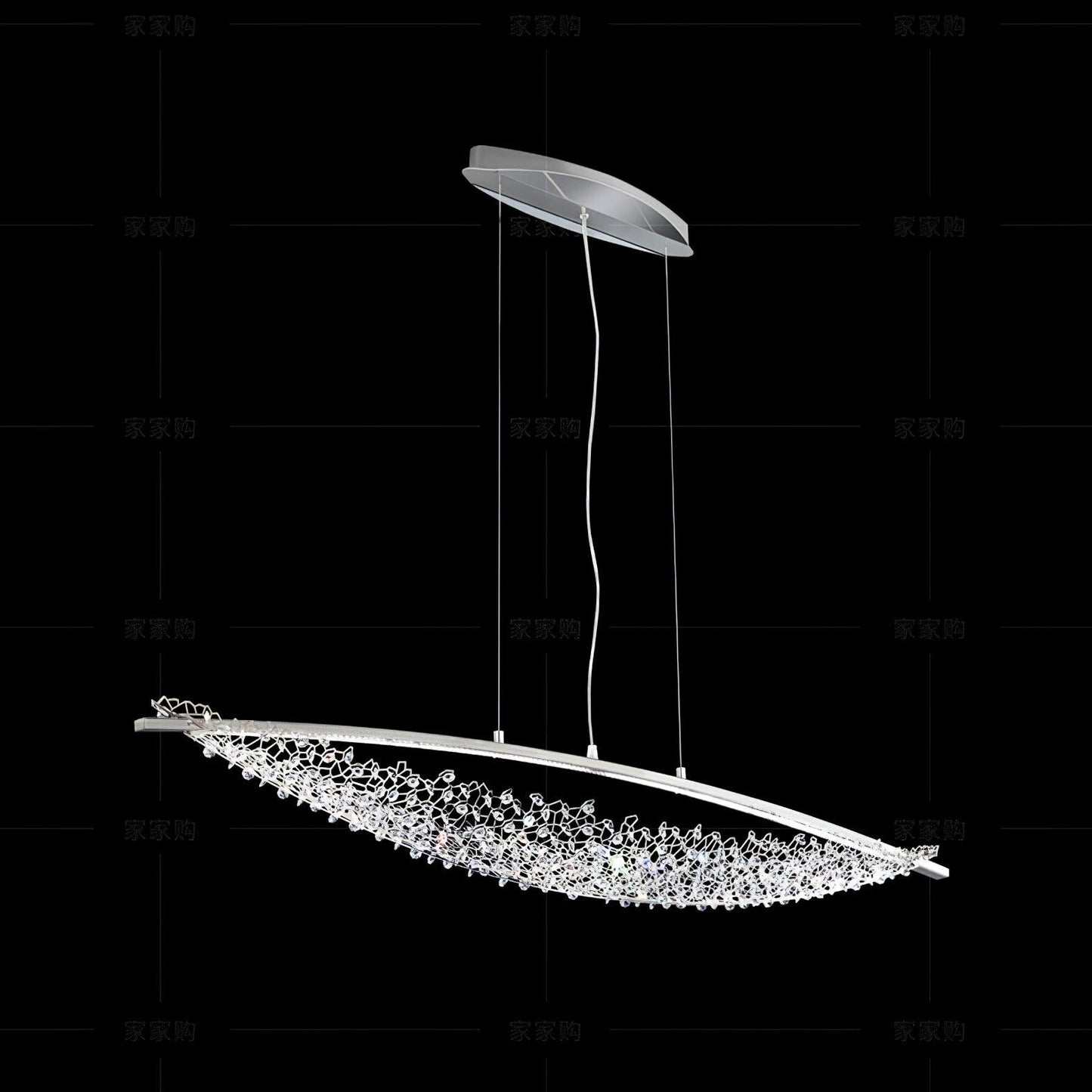 Amaca Pendant Light L 39.4″ x W 7.9″ x H 7.9″ / L 100cm x W 20cm x H 20cm / Chrome & Clear / Warm Light Chandelier