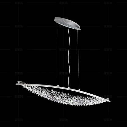 Amaca Pendant Light L 39.4″ x W 7.9″ x H 7.9″ / L 100cm x W 20cm x H 20cm / Chrome & Clear / Warm Light Chandelier