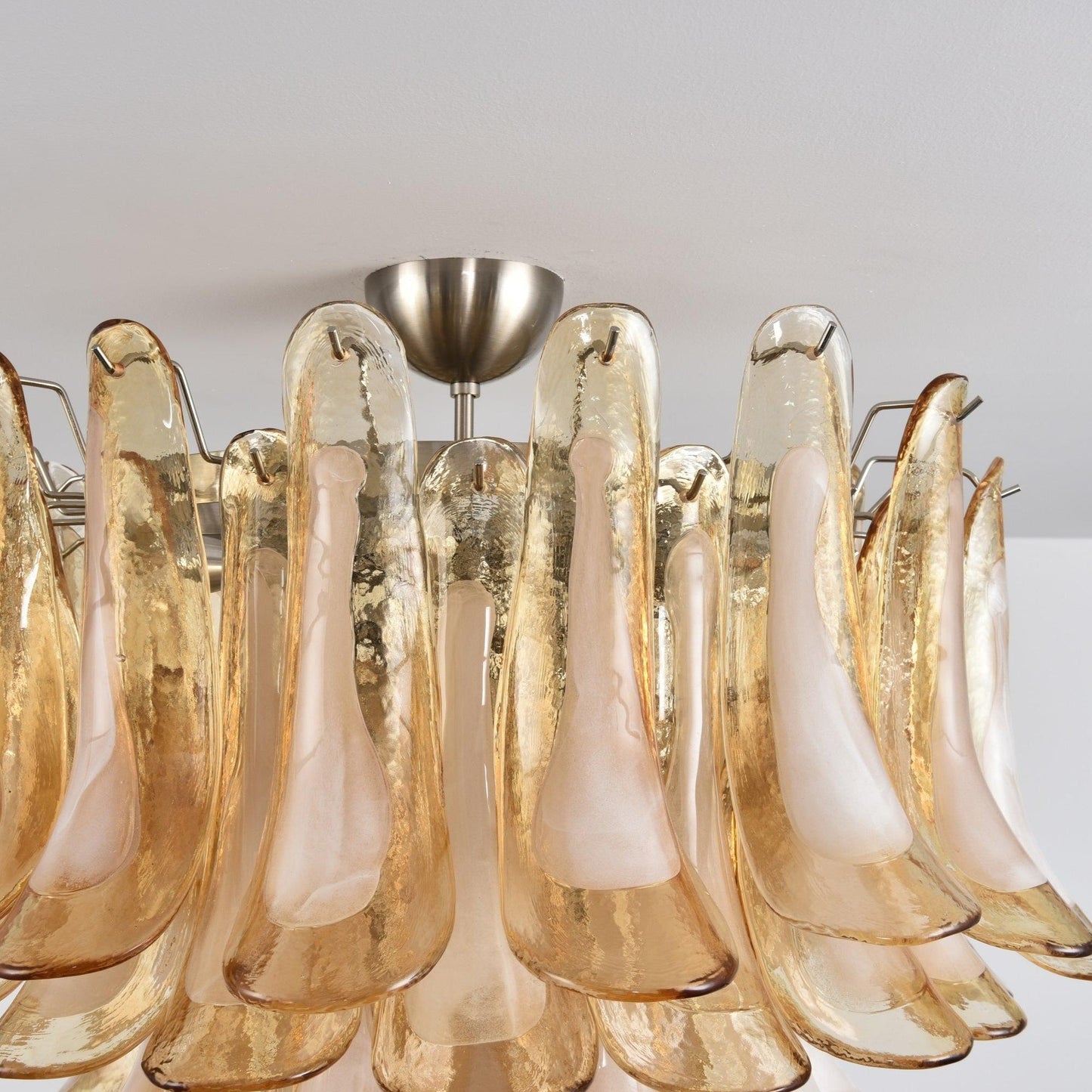 Amber Glass Petal Tiered Cascading Chandelier