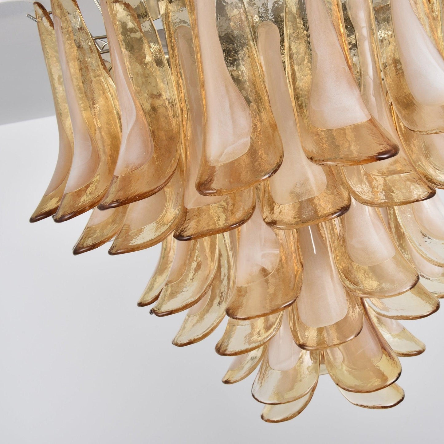 Amber Glass Petal Tiered Cascading Chandelier