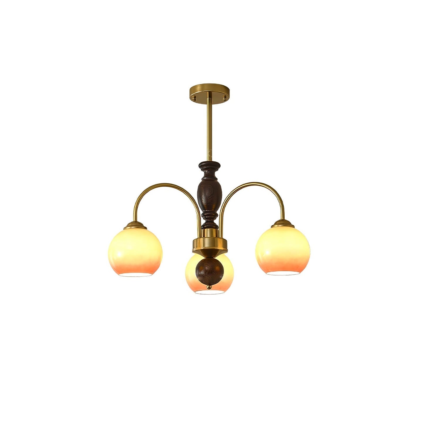 Amberly Arch Chandelier 3 heads ? 19.7″ x H 15.4″ / Walnut Color & Gold & Caramel Chandelier