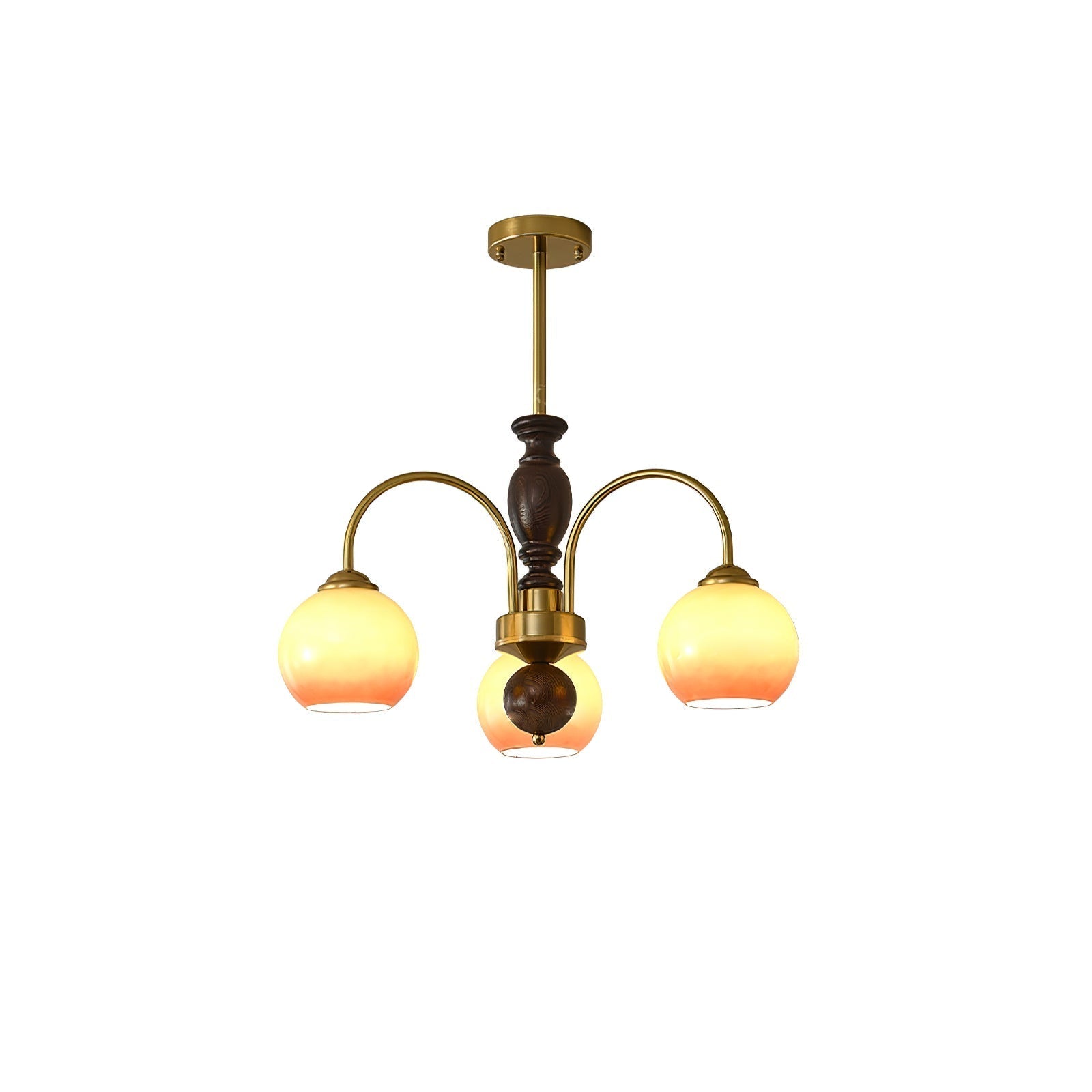 Amberly Arch Chandelier 3 heads ? 19.7″ x H 15.4″ / Walnut Color & Gold & Caramel Chandelier