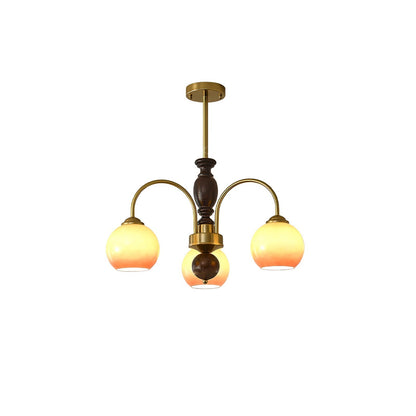 Amberly Arch Chandelier 3 heads ? 19.7″ x H 15.4″ / Walnut Color & Gold & Caramel Chandelier
