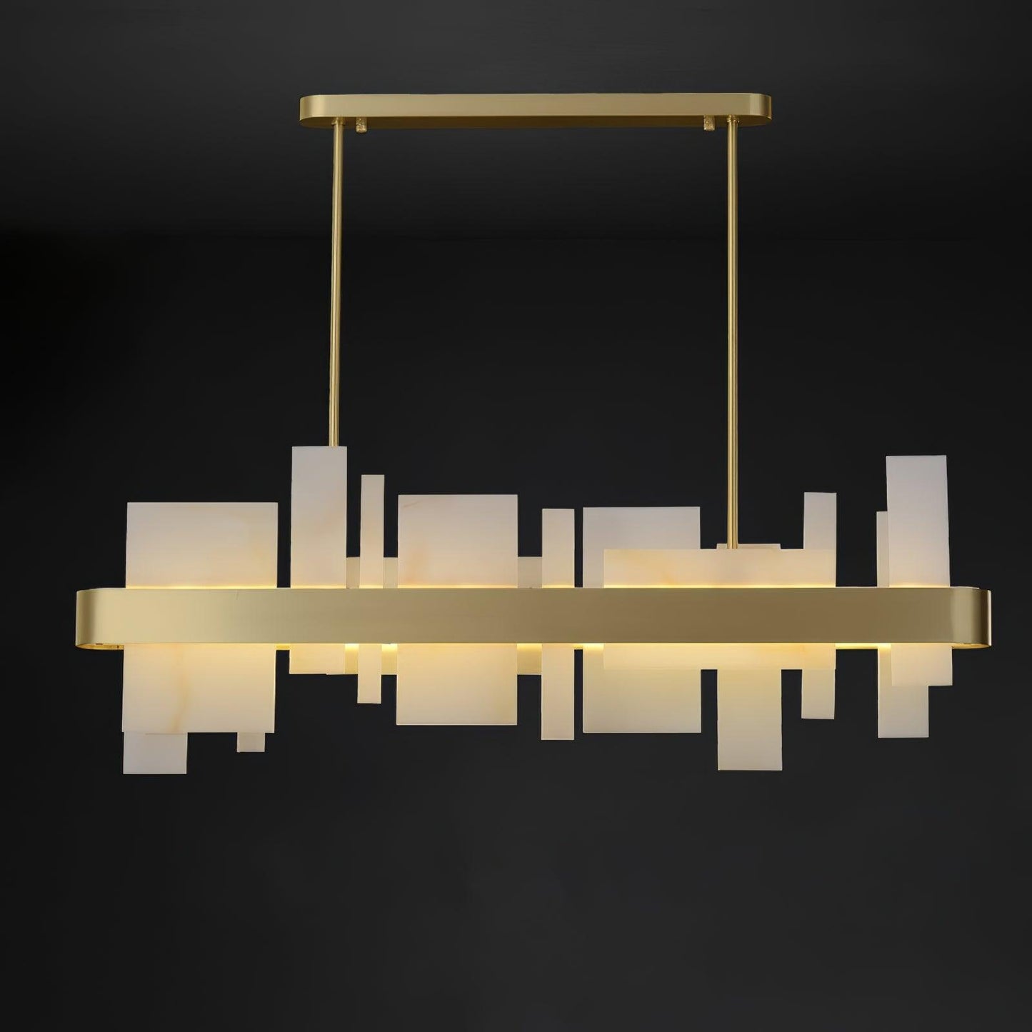 Amelie Chandelier L 39.3″ x H 13.1″ / L 100cm x H 33.5cm / Brushed brass + White / Warm White Chandelier