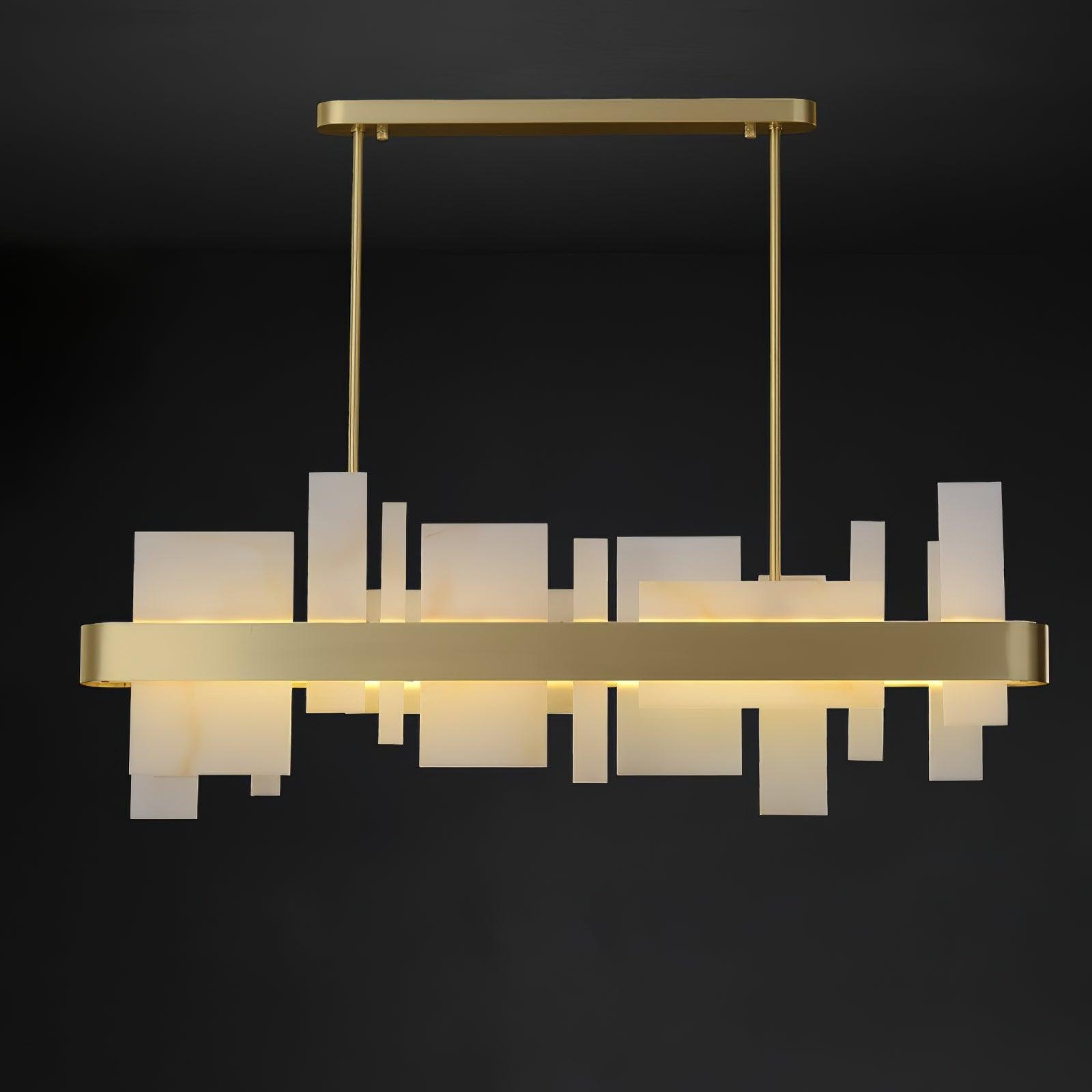 Amelie Chandelier L 39.3″ x H 13.1″ / L 100cm x H 33.5cm / Brushed brass + White / Warm White Chandelier