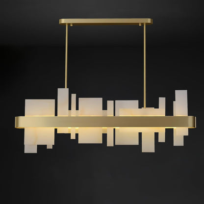 Amelie Chandelier L 39.3″ x H 13.1″ / L 100cm x H 33.5cm / Brushed brass + White / Warm White Chandelier