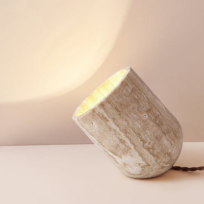 Amidori Table Lamp Dia 6.9″ x H 6.7″ / Yellow Travertine. / US Plug Table lamp