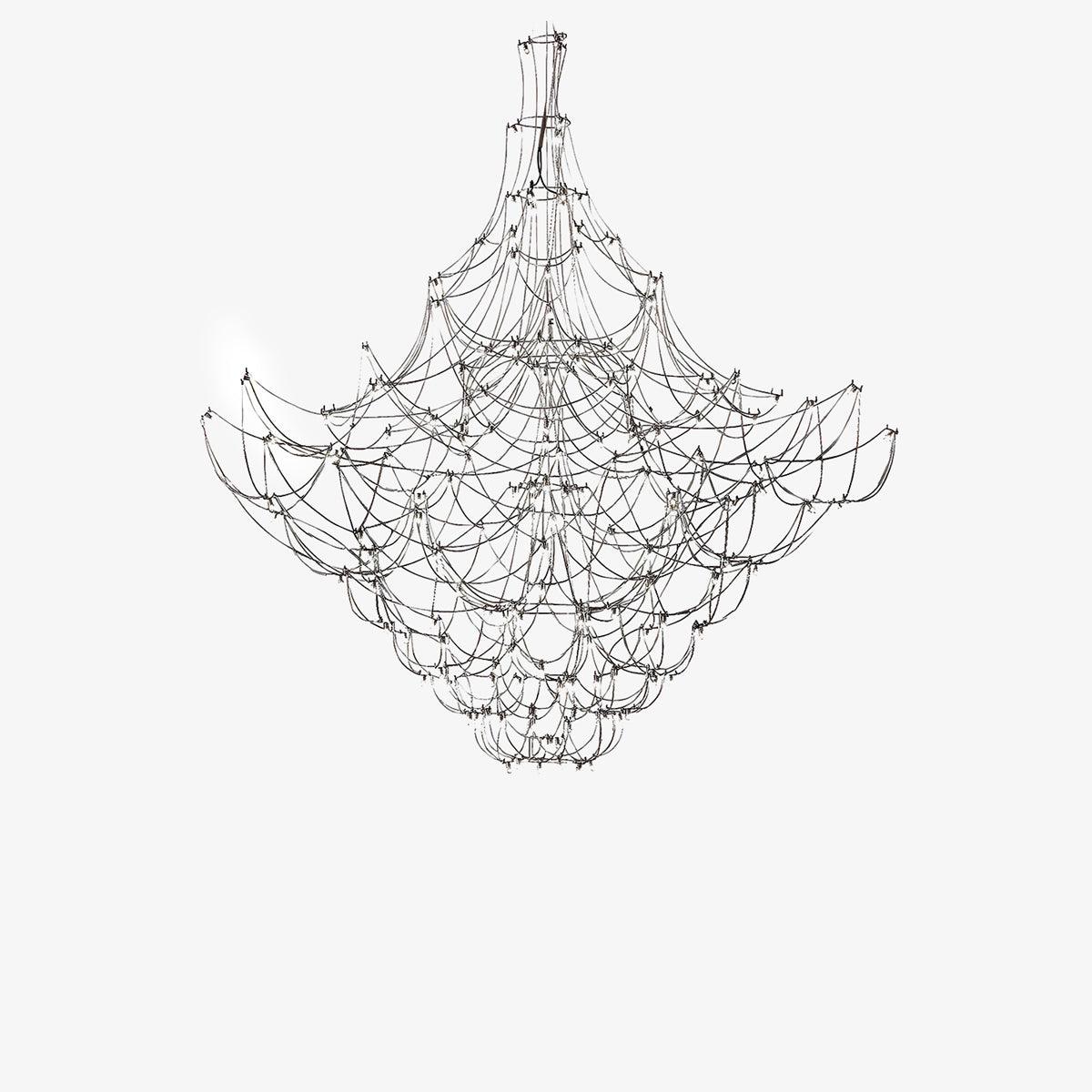 Amos Light Group Chandelier Φ 39.4″ x H 39.4″ / Dia 100cm x H 100cm / Chrome / Warm Light Chandelier