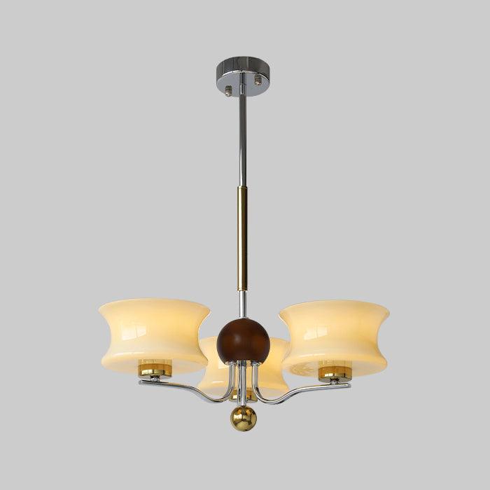 Anath Chandelier 3 heads ? 19.7″ x H 18.9″ / Dia 50cm x H 48cm / Gold + Chrome＆Beige Chandelier
