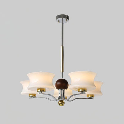 Anath Chandelier 5 heads ? 27.6″ x H 18.9″ / Dia 70cm x H 48cm / Gold + Chrome＆White Chandelier