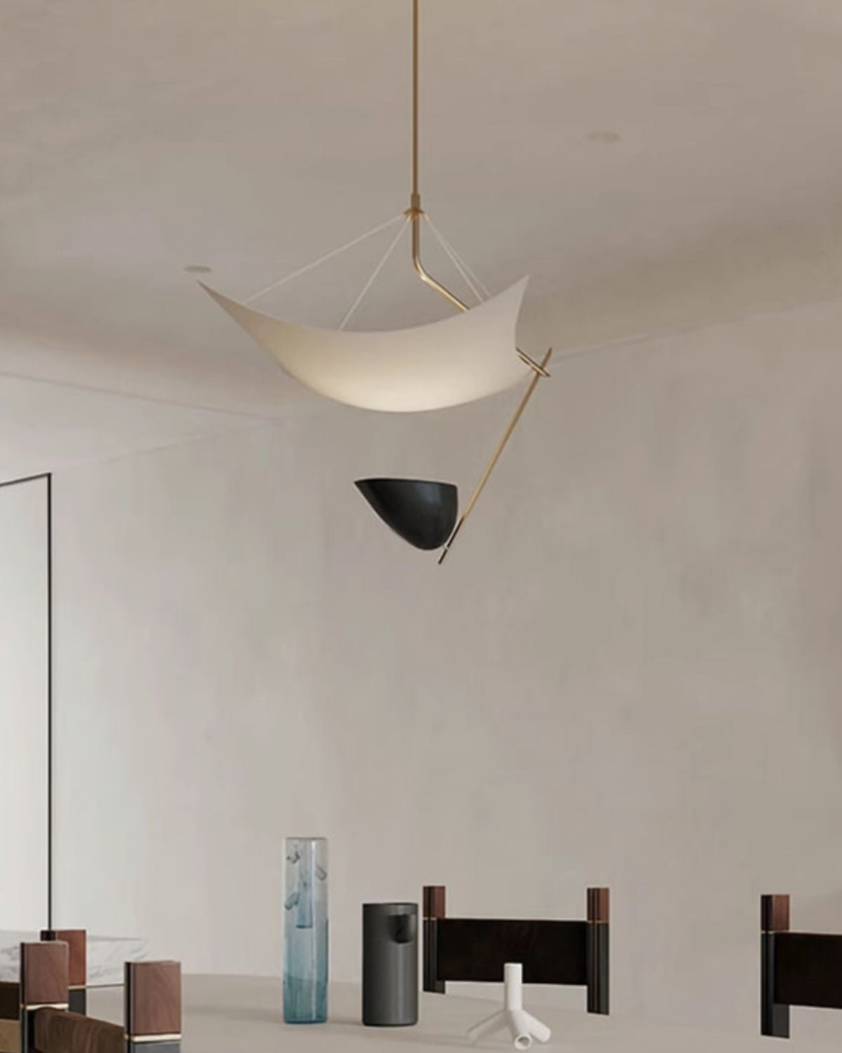 Angelo Lelii Pendant Light Dia 19.7″ x H 27.6″ / Dia 50cm x H 70cm / Gold & White & Black / Warm Light Pendant light