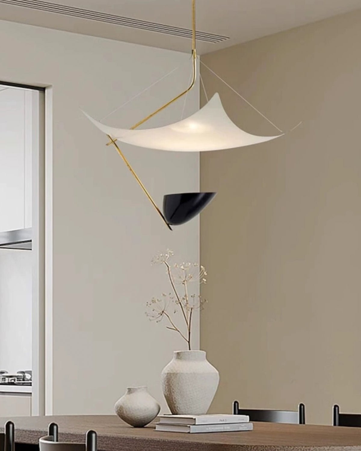Angelo Lelii Pendant Light Dia 19.7″ x H 27.6″ / Dia 50cm x H 70cm / Gold & White & Black / Warm Light Pendant light