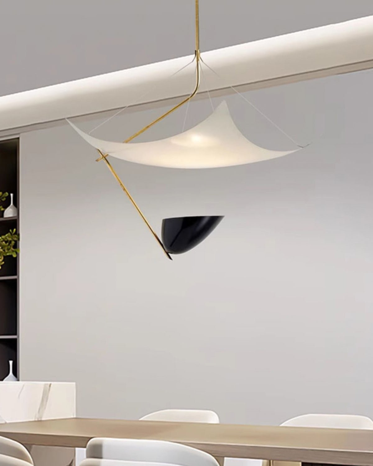 Angelo Lelii Pendant Light Dia 19.7″ x H 27.6″ / Dia 50cm x H 70cm / Gold & White & Black / Warm Light Pendant light