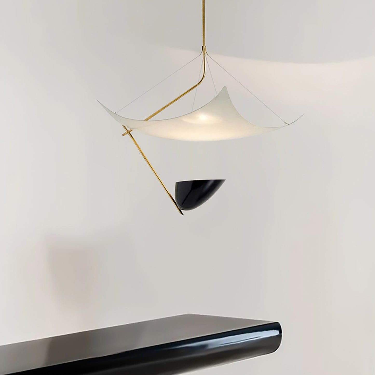 Angelo Lelii Pendant Light Dia 19.7″ x H 27.6″ / Dia 50cm x H 70cm / Gold & White & Black / Warm Light Pendant light