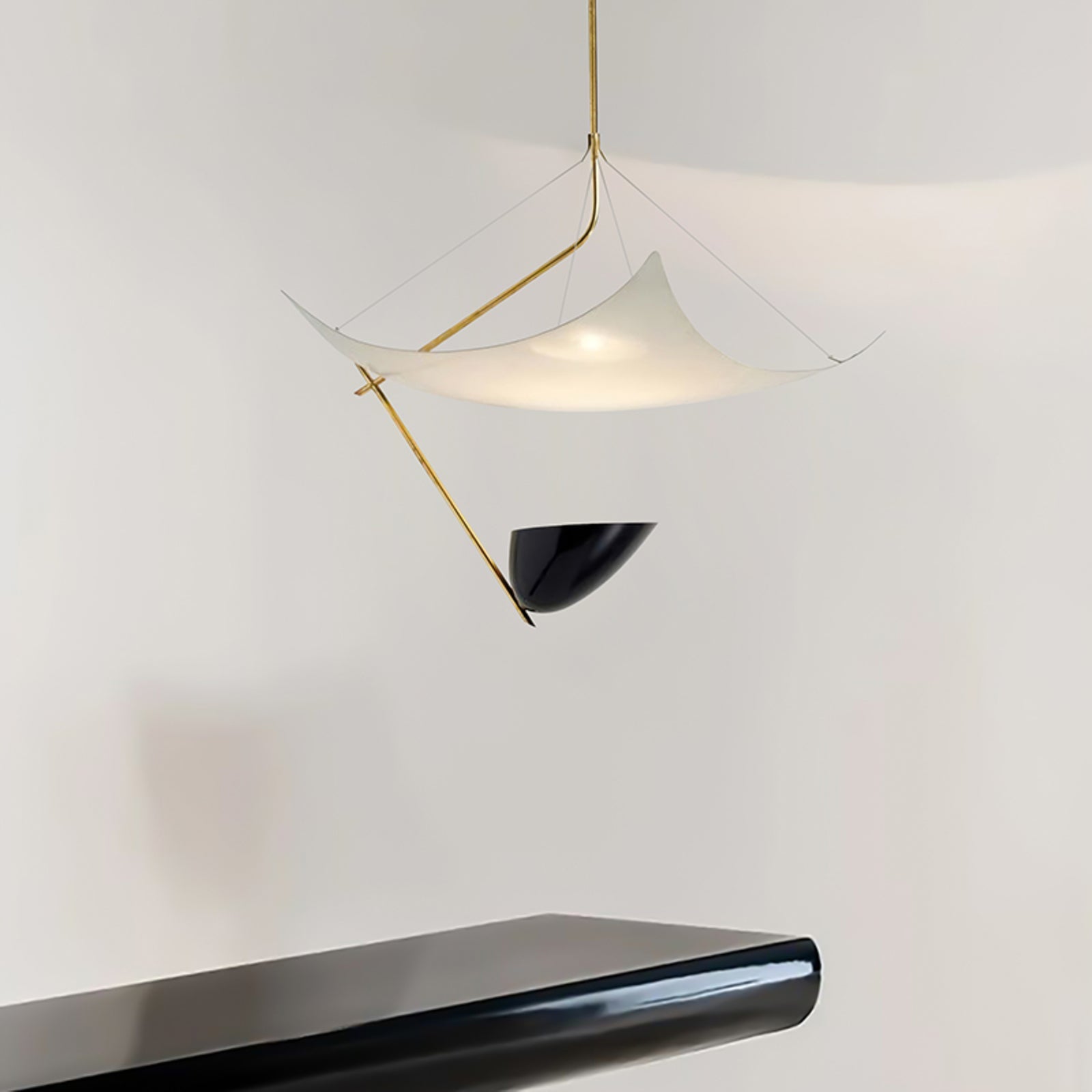 Angelo Lelii Pendant Light Dia 19.7″ x H 27.6″ / Dia 50cm x H 70cm / Gold & White & Black / Warm Light Pendant light
