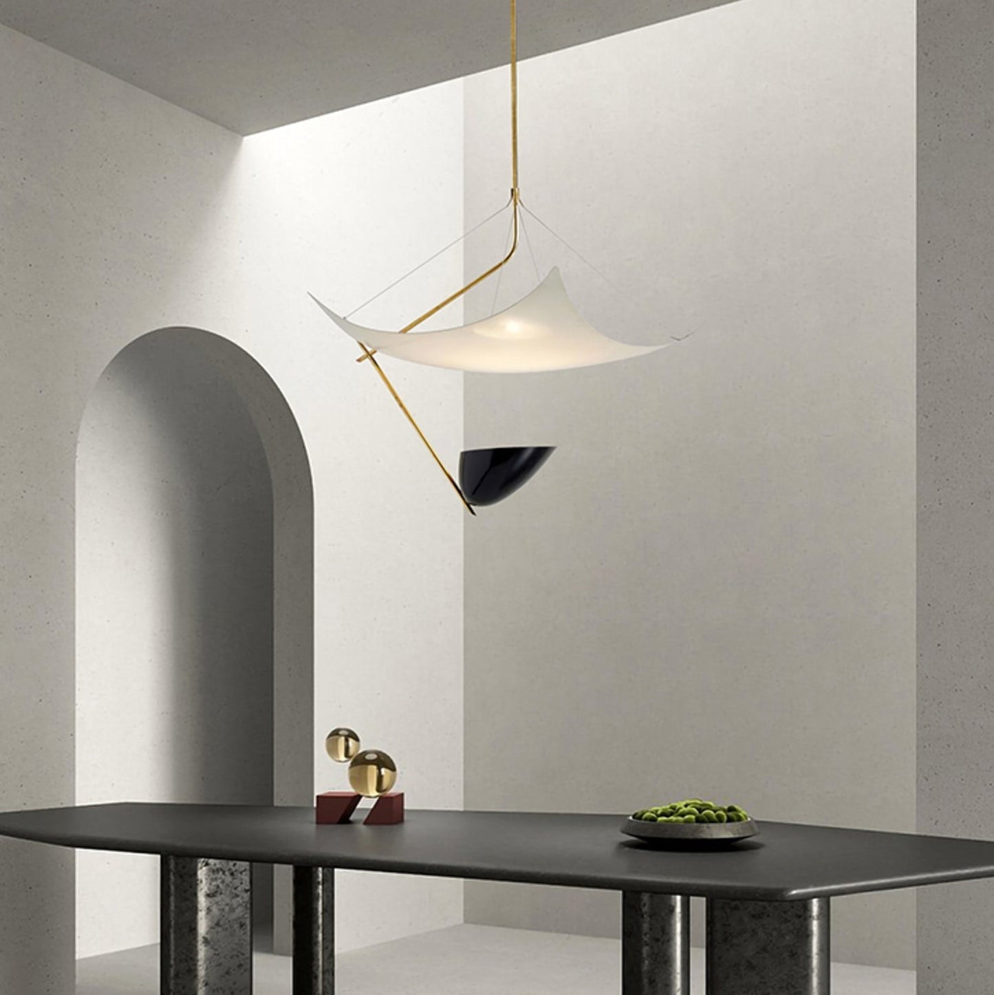 Angelo Lelii Pendant Light Dia 19.7″ x H 27.6″ / Dia 50cm x H 70cm / Gold & White & Black / Warm Light Pendant light