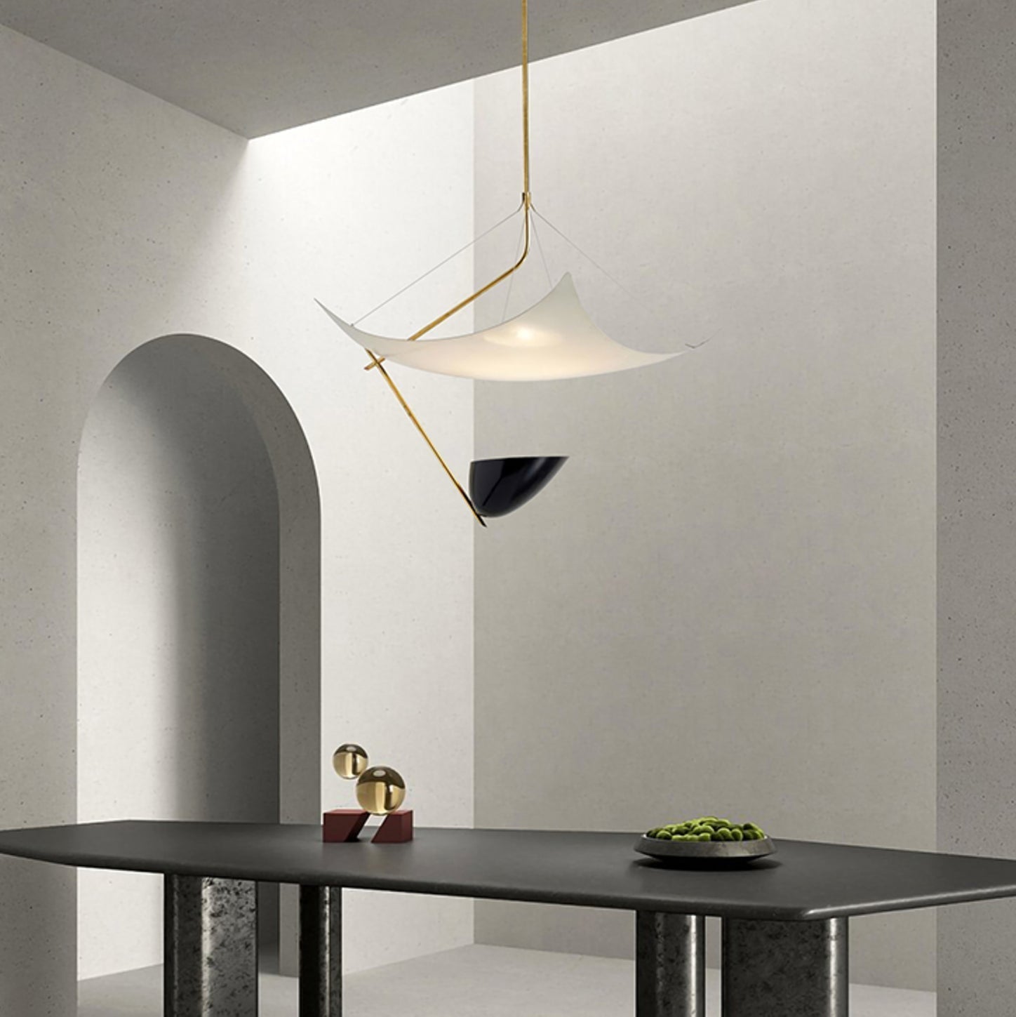 Angelo Lelii Pendant Light Dia 19.7″ x H 27.6″ / Dia 50cm x H 70cm / Gold & White & Black / Warm Light Pendant light