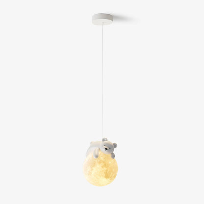 Animal Sleeping Pendant Lamp Little Bear Size: Dia 5.9″ x H 59″ / Dia 15cm x H 150cm / White Pendant light