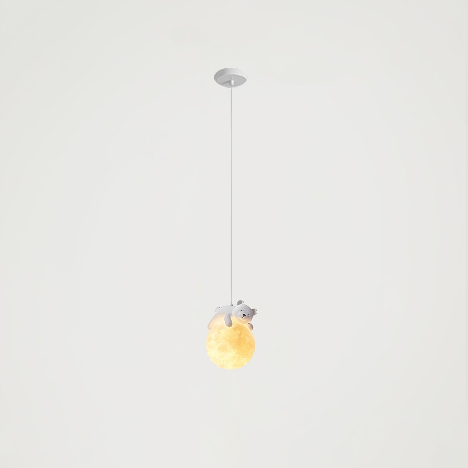 Animal Sleeping Pendant Lamp Little Bear Size: Dia 5.9″ x H 59″ / Dia 15cm x H 150cm / White Pendant light
