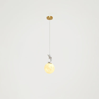 Animal And Moon Pendant Light White dolphin Dia 5.9″ x H 10.6″ / Dia 15cm x H 27cm / Gold Pendant light