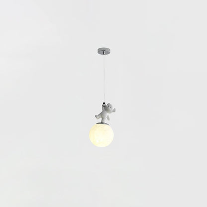 Animal And Moon Pendant Light Little Bear Dia 5.9″ x H 10.6″ / Dia 15cm x H 27cm / Chrome Pendant light