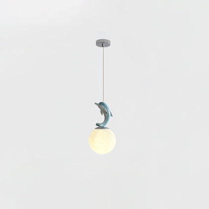 Animal And Moon Pendant Light Blue dolphin Dia 5.9″ x H 10.6″ / Dia 15cm x H 27cm / Chrome Pendant light