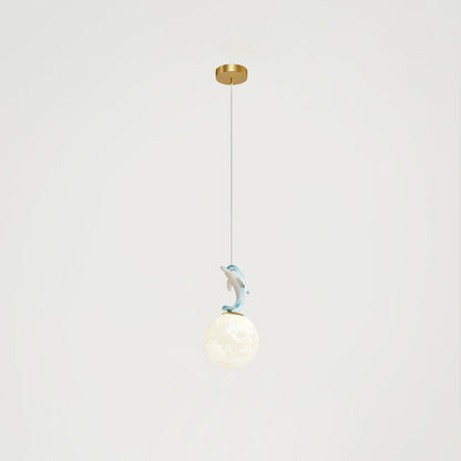Animal And Moon Pendant Light Blue dolphin Dia 5.9″ x H 10.6″ / Dia 15cm x H 27cm / Gold Pendant light