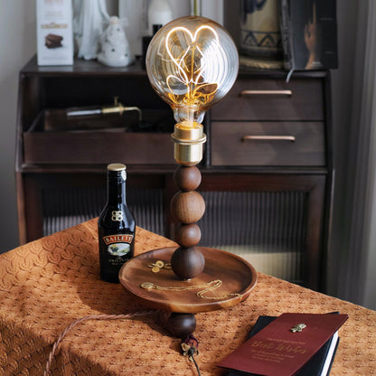 Anli Love Table Lamp Dia 6.3″ x H 12.9″ / Dia 16cm x H 33cm / Walnut Color & Gold / US Plug Table lamp