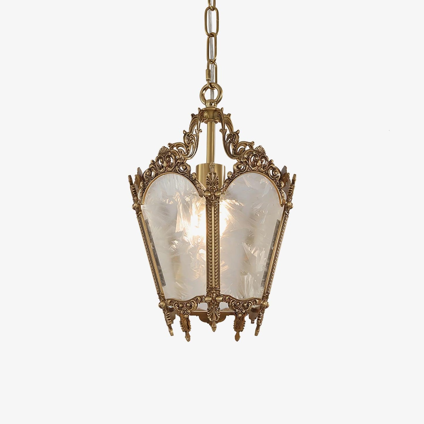 Antique Empire Pendant Lamp ? 9.1″ x H 11.8″ / Dia 23cm x H 30cm / Frosted white & Brass Chandelier