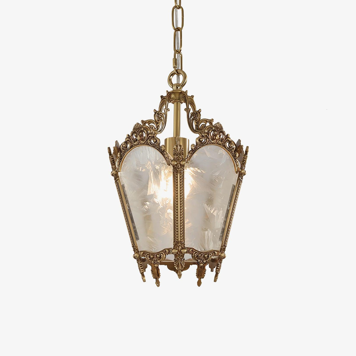 Antique Empire Pendant Lamp Dia 9.1″ x H 11.8″ / Dia 23cm x H 30cm / Frosted white & Brass Chandelier